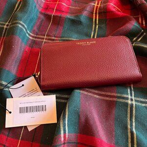 NWT Teddy Black Zip Wallet Stampato in Dark Red!